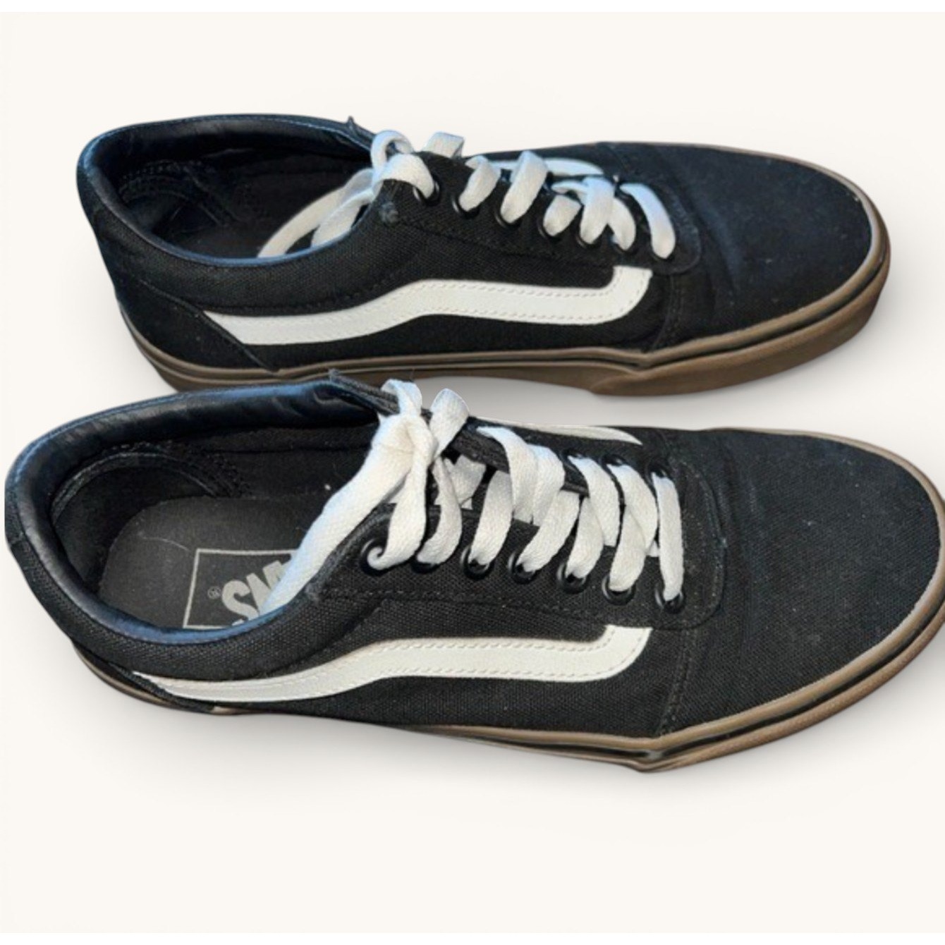 Vans Old Skool Black White Gum Sole Womens 8.5 Classic Skate Sneakers Shoes